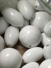 Vintage WHITE GLASS BEAD LOT Mixed ROUND LOZENGE SHAPE VINTAGE JAPANESE WHITE