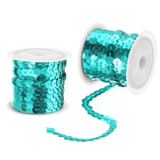 2Pcs 5 Yards x 0.24 Inch Flat Sequin Strip Spangle Sequins Trim Lake Blue