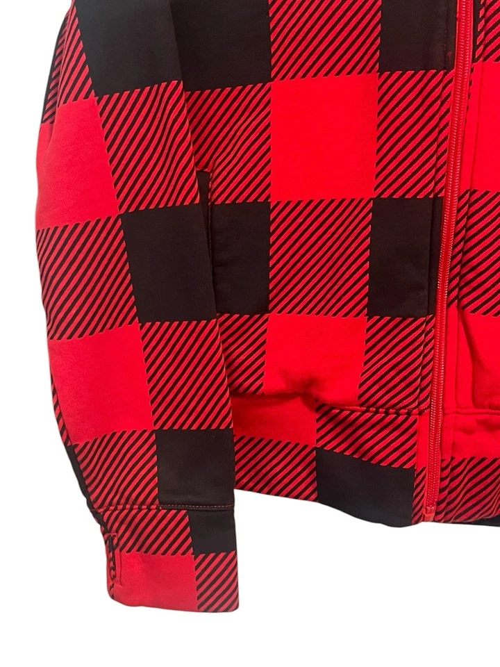 Antigua Chaqueta Azul Marino Niñas XXL Roja Negra Búfalo Cuadros Con Capucha Cremallera Completa Forrada Sherpa Foto 4 de 4