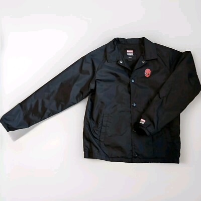 Vans x Marvel Spiderman Youth Jacket Black Medium Button Up Spider