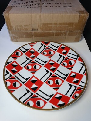 Geo  7.5'' 4 pk porcelain red salad dessert appetizer Plate abstract geometric