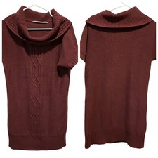 Athleta MEDIUM Knit Sweater Dress Cowel Neck Short Sleeves Cashmere Blend 