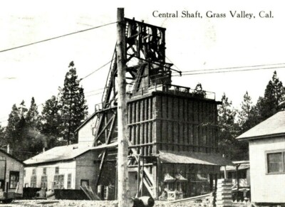 1915 Central Shaft Grass Valley Ca. B&W Print Postcard (A14)