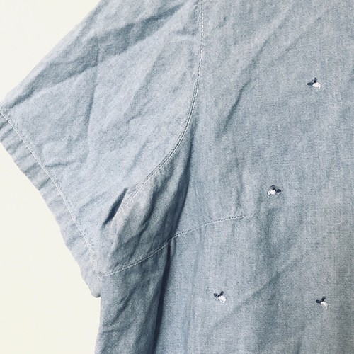 Classic Elements Chambray Blouse Womens Large Petite Top Embroidered CottageCore - Picture 7 of 12