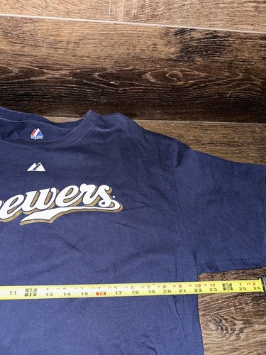 Milwaukee Brewers Prince Fielder T Shirt Adult Extra Large Blue Majestic - Picture 5 of 6