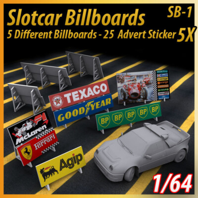 Slotcar Scenery Building 1:64 5X Trackside Bilboards Afx, Tyco