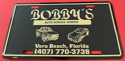 Bobby's Auto Service Center Booster License Plate Vero Beach Florida Classic Car
