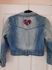 Yes Yes Cropped Denim Jacket Customised Heart On Back 10