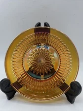 Jeanette Anniversary Bread Side Plate Marigold Carnival Glass Iridescent Vintage