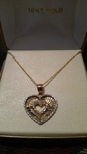 10K Gold Necklace Ornate Heart Pendant Orig 500