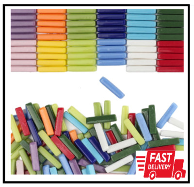 Stick Mosaic Tiles, Multi Colors Glass Pieces Bulk, Linear Shape, DIY Supplies
