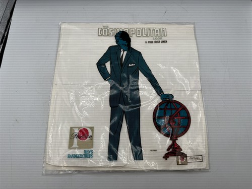 VINTAGE MEN'S PURITAN WHITE HANDKERCHIEF PURE IRISH LINEN "COSMOPOLITAN LOOK"