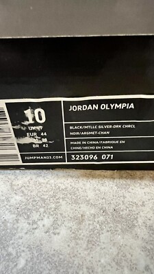 jordan olympia Mens Size 10 - Black / Metallic Silver- Dark Charcoal