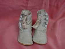 Antique Baby, Toddler Shoes Moire Fabric,Glass Buttons, Tassel