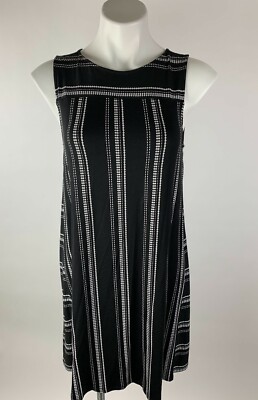 Ann Taylor Loft Morse Code Line Dot Aline Trapeze Dress Medium Petite Nice!