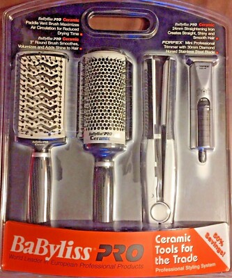 BaBylissPRO FX AC TRIMMER 1'' CERAMIC ION  FLAT IRON 450 F 2 CERAMIC ION BRUSHES