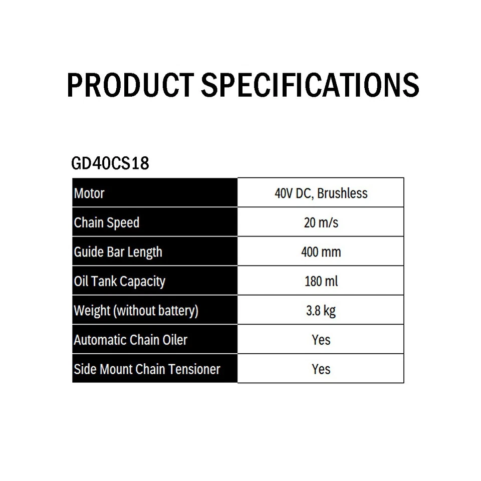 Greenworks GD40CS18K4 Akku Kettensäge 40V 40cm 1,8kW mit 4Ah Akku & Ladegerät - Bild 4 von 4