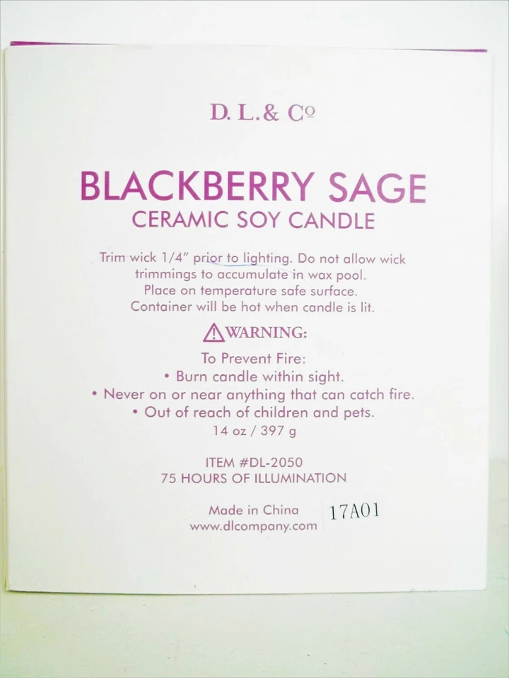D.L. & Co. BLACKBERRY SAGE Candle, in Ceramic Jar, Boxed, 14 oz./397 g, NEW x 2 - Imagem 3 de 4