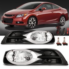 For 2012-2013 Honda Civic 2 Door Coupe Fog Lights Bumper Lamps Wswitch Wiring