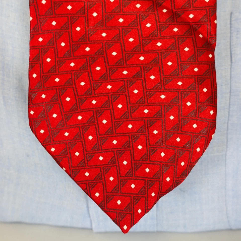 SAVILLE ROW Neck Tie Mens Red White Striped Vivid Bright Suit Casual Wine USA - Image 2 of 4