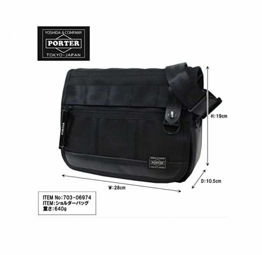 Yoshida PORTER HEAT SHOULDER BAG Black 703-06974 JAPAN