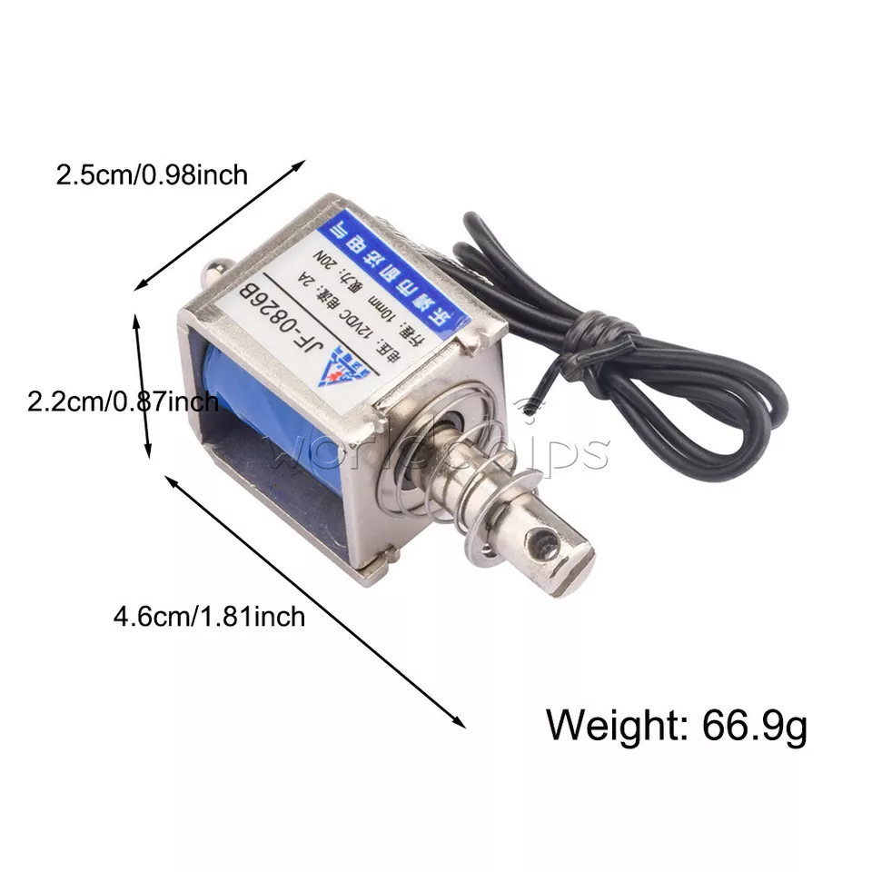 10PC 12V JF-0826B Reset10mm 20N Push Pull Type Open Frame Solenoid Electromagnet - Image 3 of 4