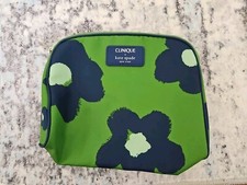Clinique x Kate Spade makeup bag flowers design green  black