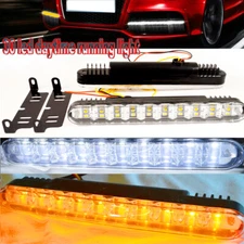 2x 30 LED Car Daytime Running Lights DRL Fog Lamp with Turn Signal White Amber
