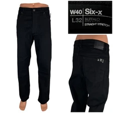 Buffalo by David Bitton Mens 40 X 32 Jeans Straight Six-X Black Denim Casual NWT