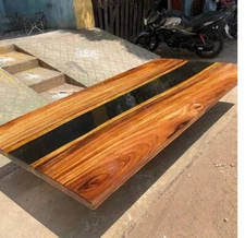 Black Resin River Epoxy Meeting table Top For Office & Home Decor