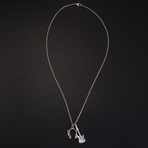 Guitar Headphone Pendant Man Music Enthusiast Necklace Jewelry Gift - Picture 5 of 11