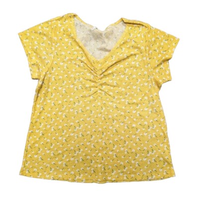 Full Circle Trends Women's Yellow Daisies Short Sleeve Blouse top Vintage Boho
