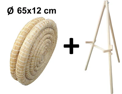 Cible de tir à l'arc de paille Ø 65 x 12 cm + Stand - Photo 1/4