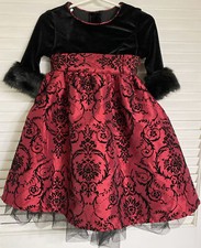 Jona Michelle Toddler Special Occassion Dress w/ Faux Fur Trim, 2T