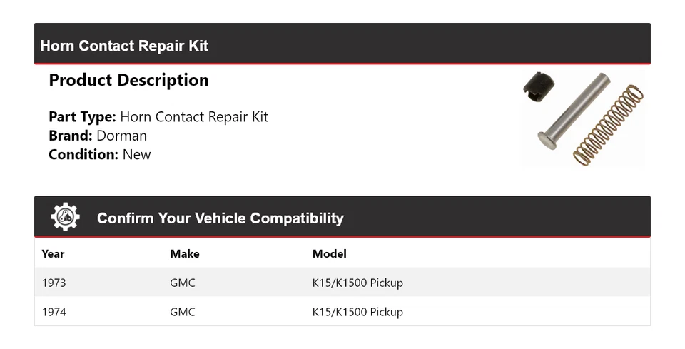 Kit de reparación de contacto de bocina Dorman para camioneta GMC K15/K1500 1973-1974 Foto 2 de 4