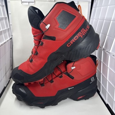 Salomon Cross Hike GTX Mid Boots Men s 11.5 Red Black Waterproof Gore-Tex Trail