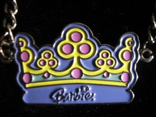 Childs BARBIE Crown Necklace Vintage 2003 Mattel Blue Pink Yellow Enamel Finish