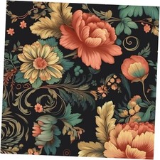 Vibrant Floral Peel and Stick Wallpaper 17.5" x 118" Black/Orange/Green