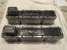 Edelbrock Elite Series Tall Aluminum Valve Covers Sbc 350 Matching Breather Rare Edelbrock Elite Series Tall Aluminum Valve Covers Sbc 350 Matching Breather Rare