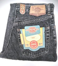Pepe Jeans Uomo Louie Loose Fit Taglia W32 L Col Nero Stone Washed Vintage anni 90