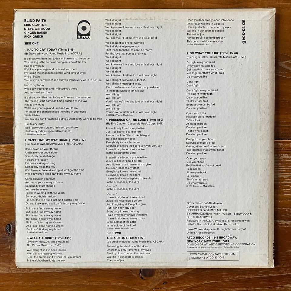 Blind Faith – Self-Titled Blues Rock-Psych Rock Vinyl LP- OG Censored - Image 2 of 4