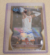VINCENT IWUCHUKWU 2023-24 BOWMAN CHROME UNIVERSITY GOLD REFRACTOR AUTO SP/50 #92