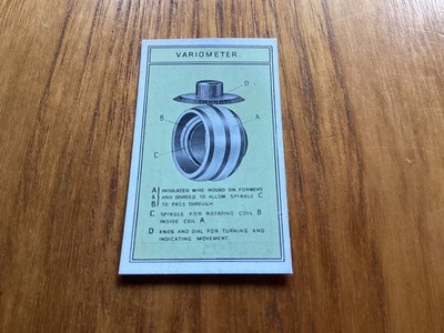 B MORRIS - 1923 - WIRELESS SERIES - END CARD - No 25 VARIOMETER - in sehr gutem Zustand