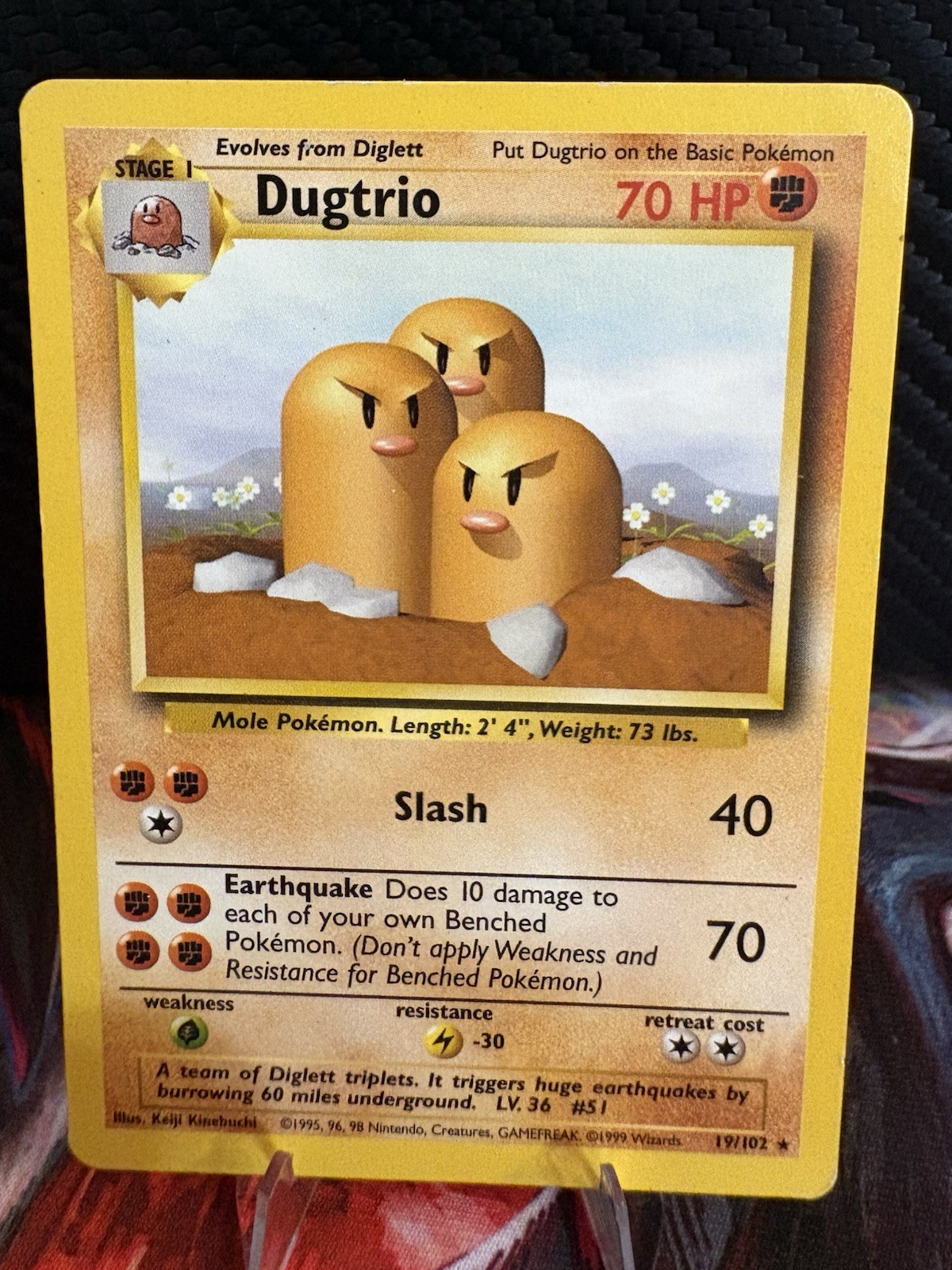 Dugtrio 19/102 Base Set Rare 1999 WOTC Vintage Pokemon Card LP