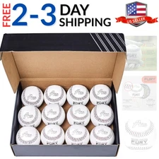 Anytime Baseball Fury Leather Pitching Machine Baseballs - 1 Dozen Flat Seam ...