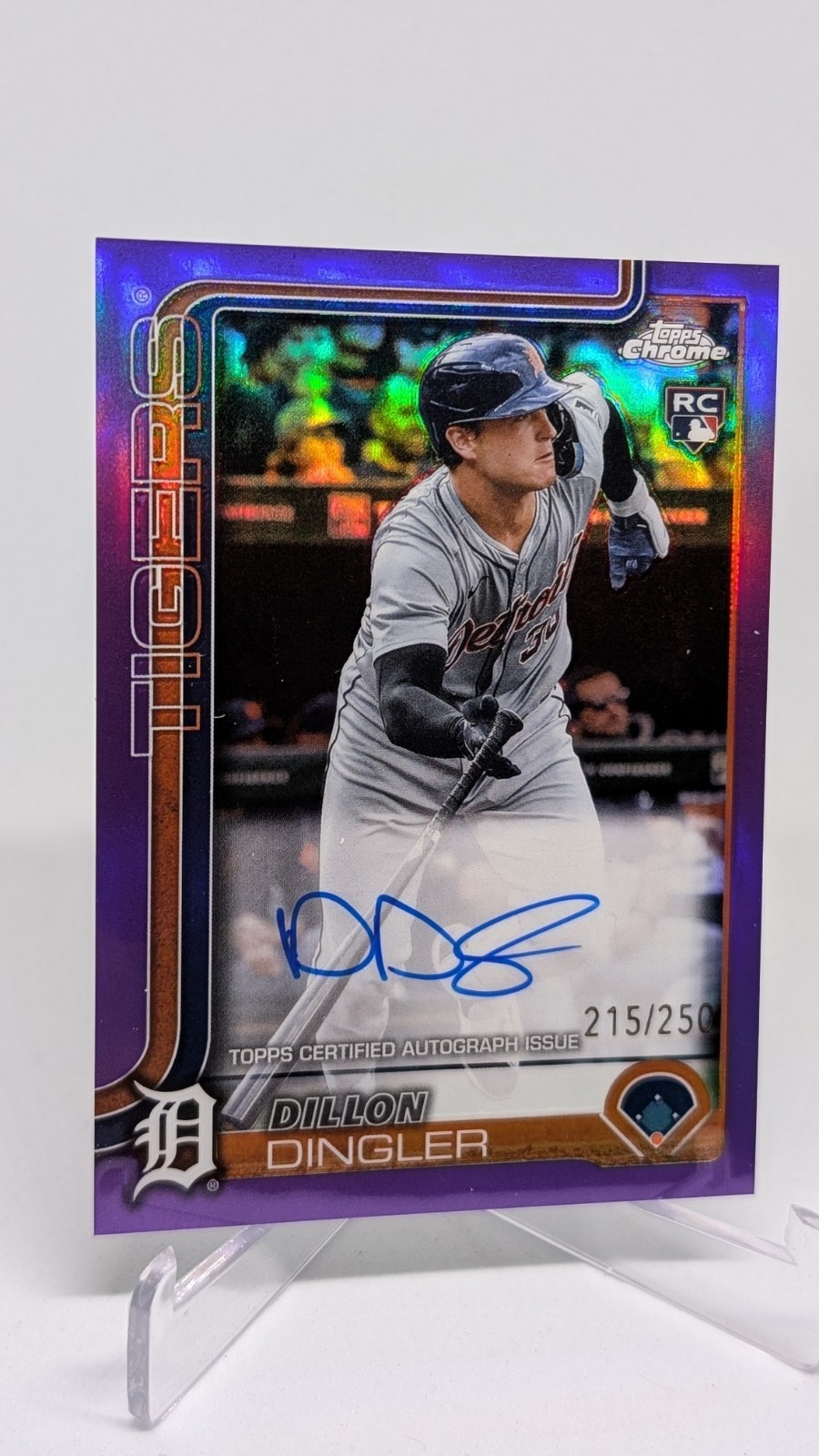 2025 Topps Chrome Baseball Dillon Dingler Rookie Auto /250 Purple