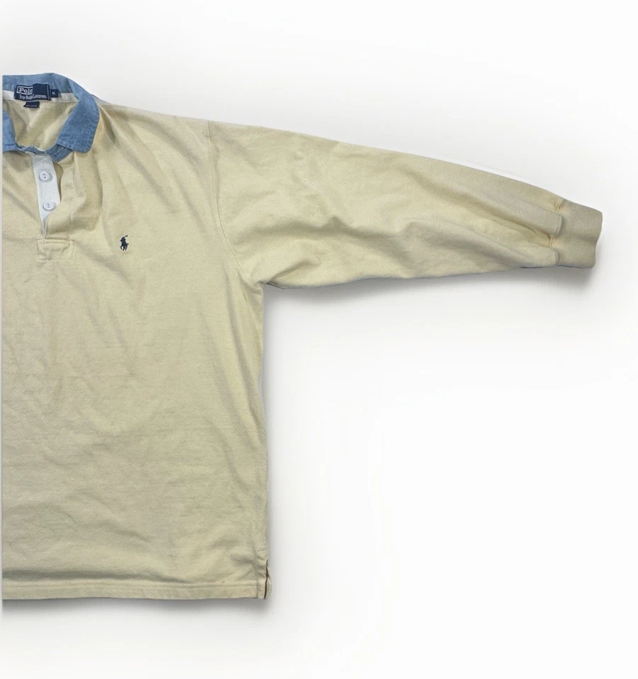 Vintage Polo Ralph Lauren Yellow Shirt Mens XL Heavyweight Long Sleeve Preppy - Image 3 of 4