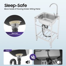 Commercial Stainless Steel Sink 1 Compartment Freestanding Utility Sink Kitchen