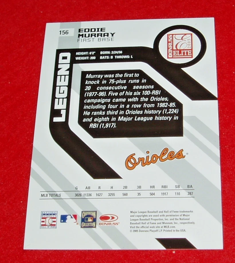 Donruss Elite Turn of the Century 2005 Eddie Murray #156--079/250 Foto 2 de 2