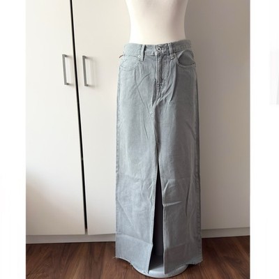 SLVRLAKE Denim Maxirock hellgrau Waschung Frontschlitz Größe 24 Made in USA
